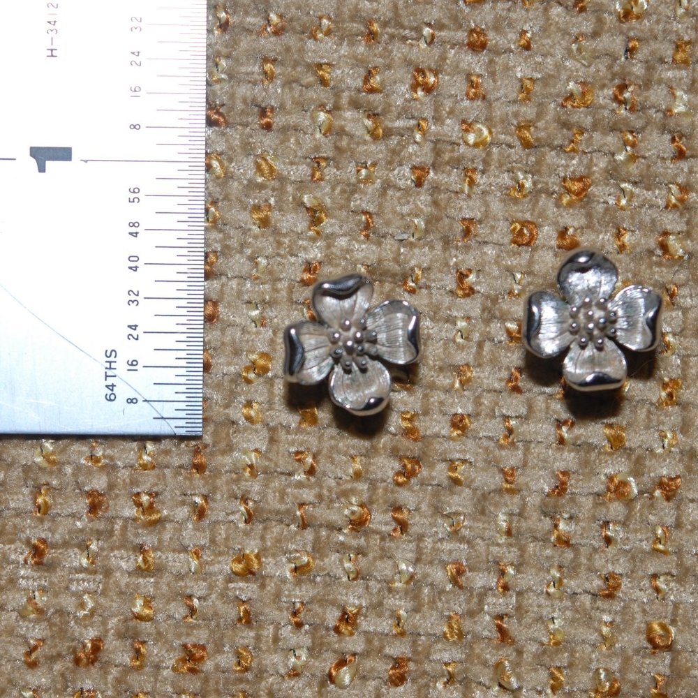 Silver Colored Dogwood Blossom Earrings